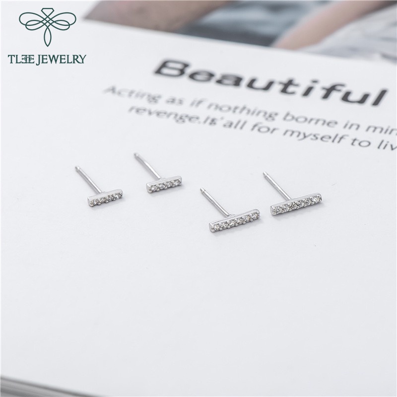 Khuyên tai bạc nữ TLEE thanh bạc nam đá xinh xắn TleeJewelry B0217