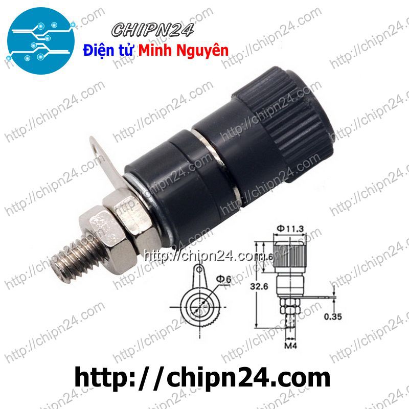 [2 CÁI] Đầu Jack chuối JS-910B 4mm ĐEN