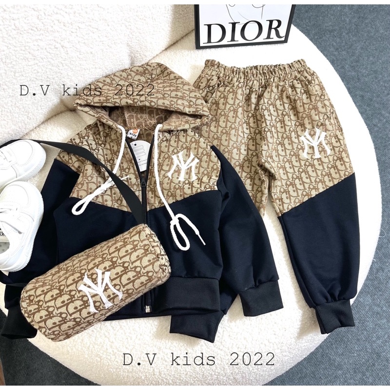 Set 3 chi tiết dạ phối da cá Ny kèm túi cho bé