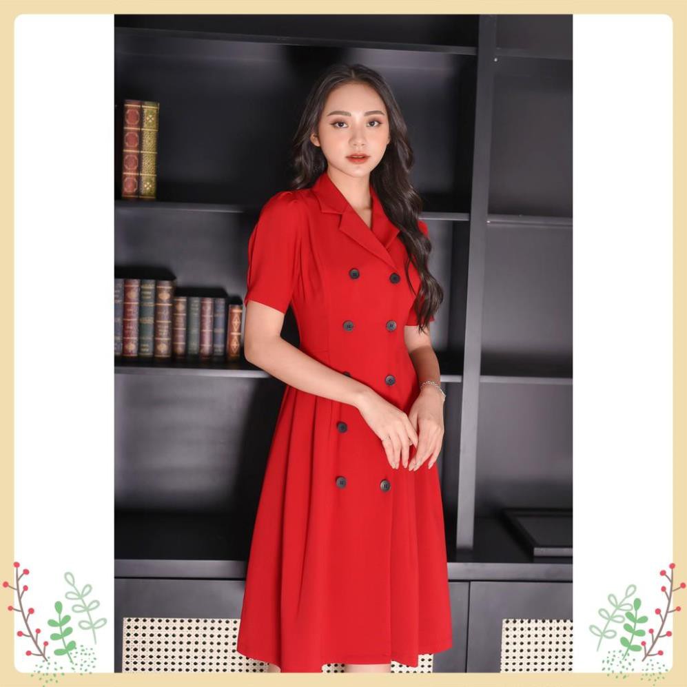 Đầm Nữ Lury Dáng Xòe, Đầm Dự Tiệc Xếp Ly Cổ Vest Siêu Sang, Vải Mango Cao Cấp Màu Xanh/ Đỏ Siêu Đẹp, Tôn Dáng - V107 | BigBuy360 - bigbuy360.vn