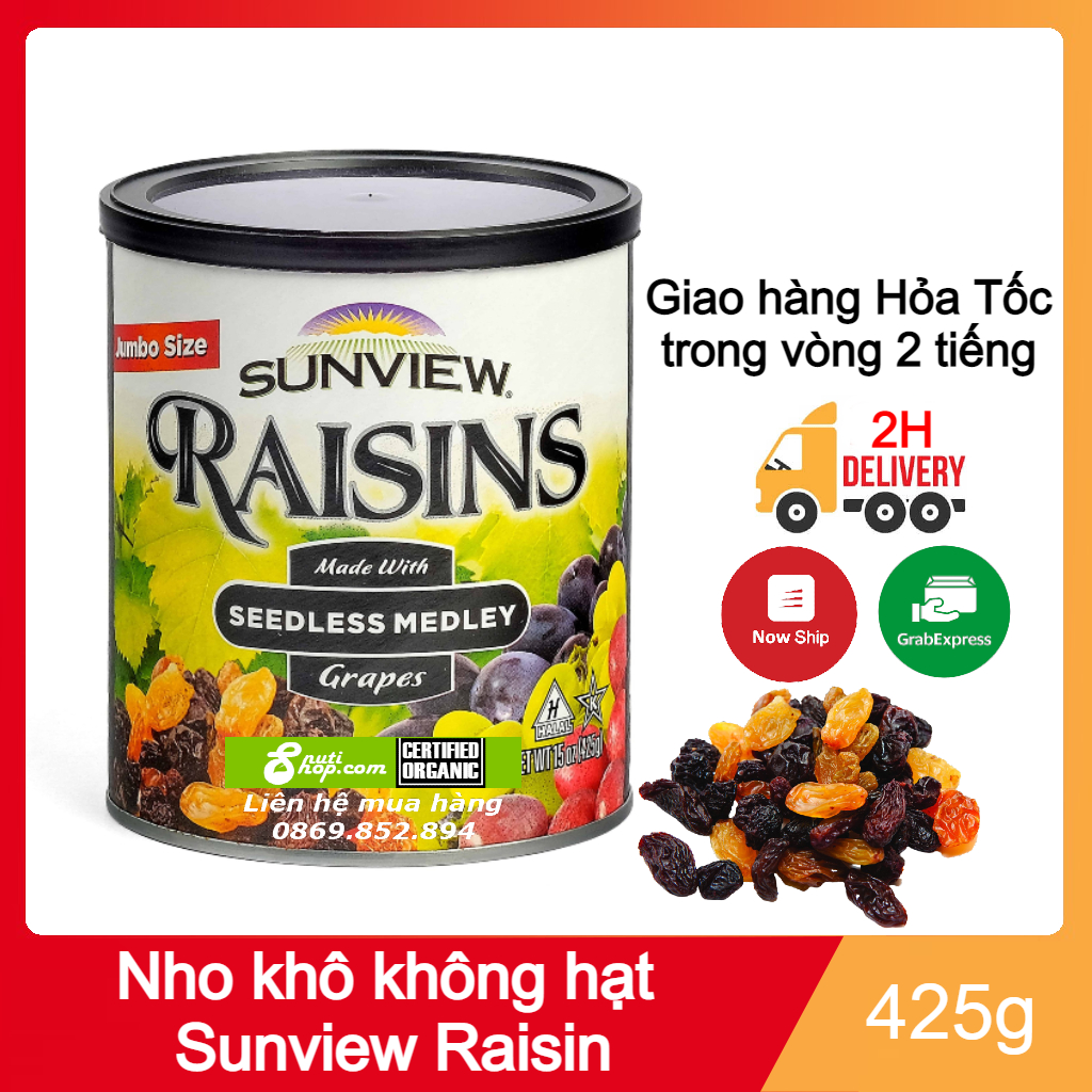 [Date 2024- Chính Hãng]Nho Khô Mỹ Raisin Sunview không hạt vị thập cẩm 425g