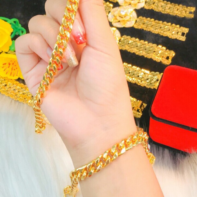 Lắc tay kiểu xích dát vàng 18k 24k cao cấp