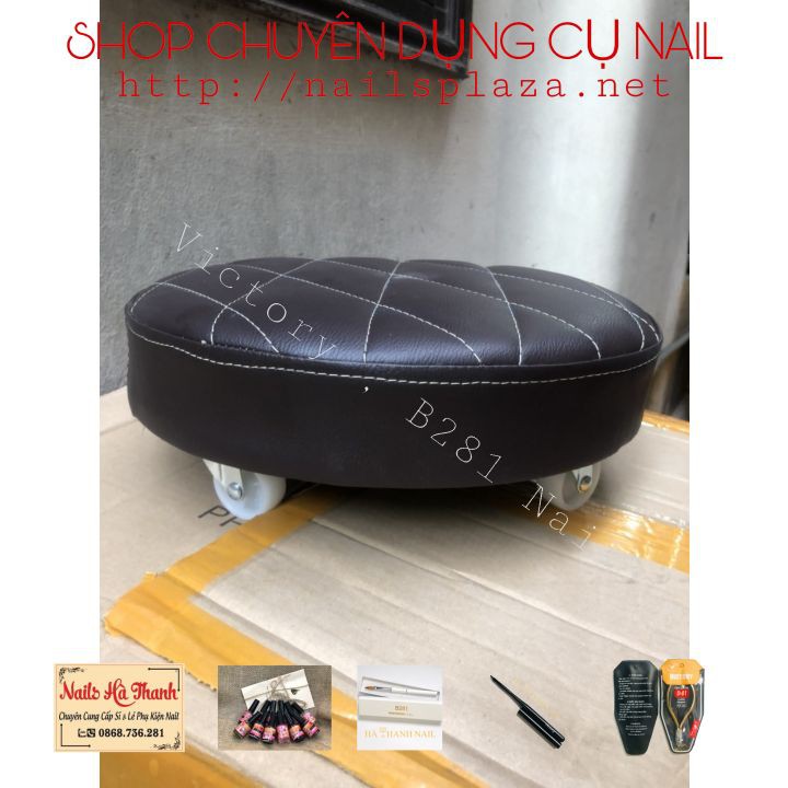 [ HotDeal ] Ghế Bệt Làm Nail Có Bánh Xe Di Chuyển Xoay 360 Độ Làm Bằng Da Xịn