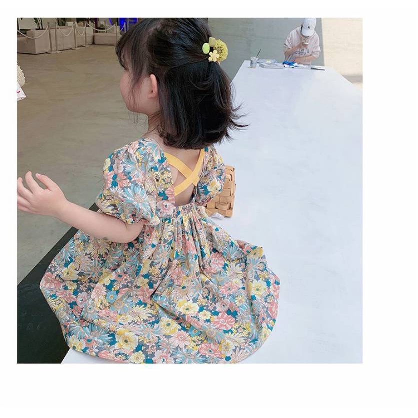 Đầm sườn xám cotton SANITKUN in hoa phong cách Trung Quốc thời trang mùa hè năm mới cho bé gái