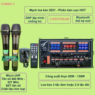 Mạch loa kéo LIVESTREAM DSP lập trình chống hú IC MD9840 công suất 130W kèm mic kèm micro
