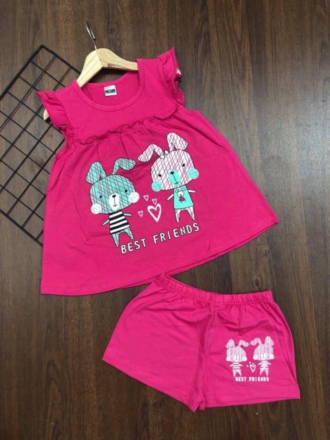 Bộ cotton 4 chiều cánh tiên bé gái 22-42 kg