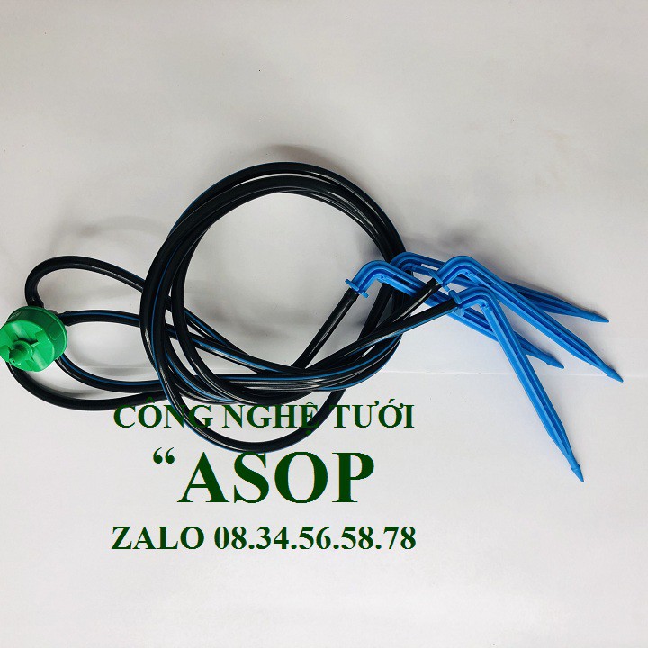 10 Bộ tưới nhỏ giọt 4 que cắm 10CM CÓ ĐẦU TƯỚI BÙ ÁP KHÔNG RỈ 4L-H