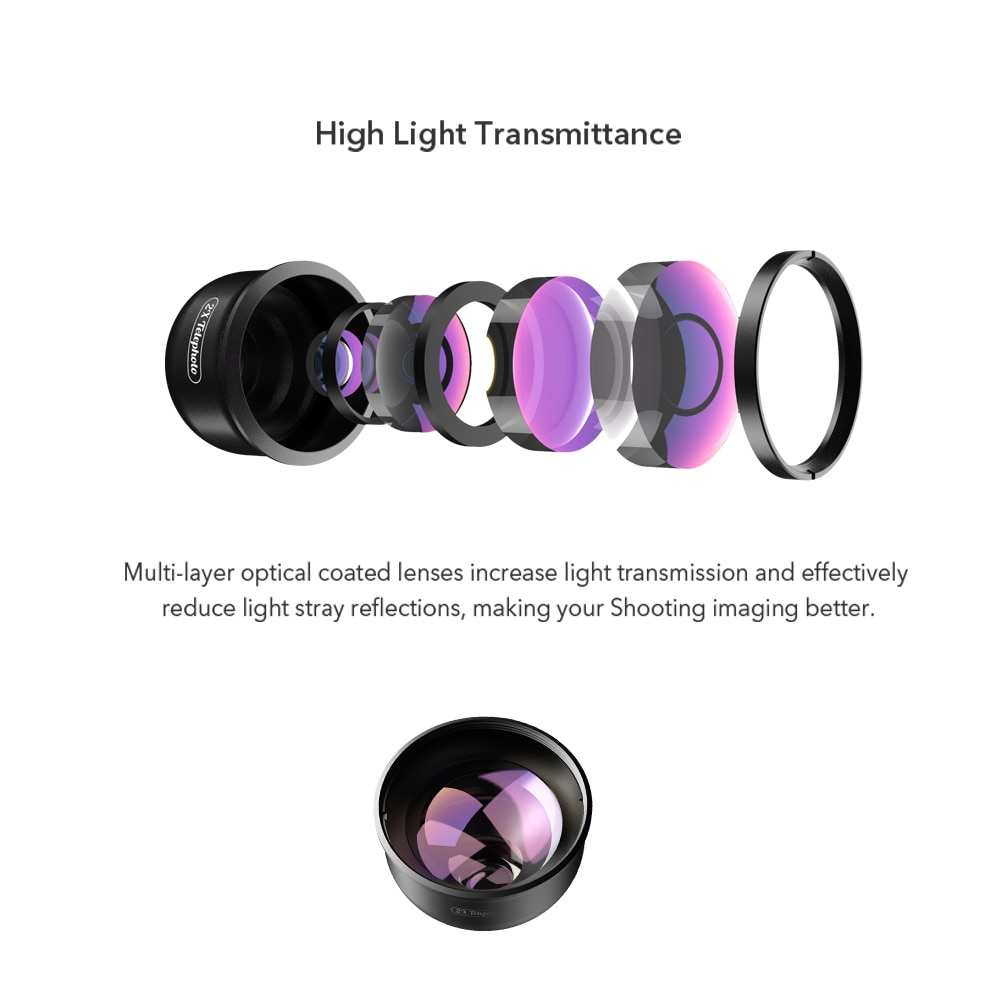 Ống Kính Apexel HD 2X Chuyên Nghiệp Cho Camera Điện Thoại iPhone Samsung Android
