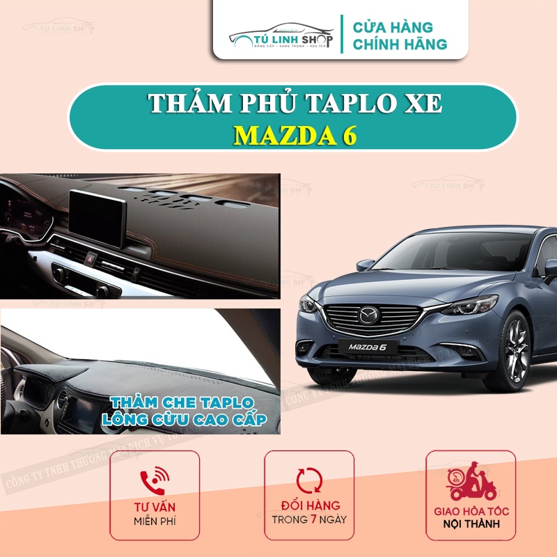 Thảm Taplo MAZDA 6 bằng lông Cừu 3 lớp hoặc Da Cacbon