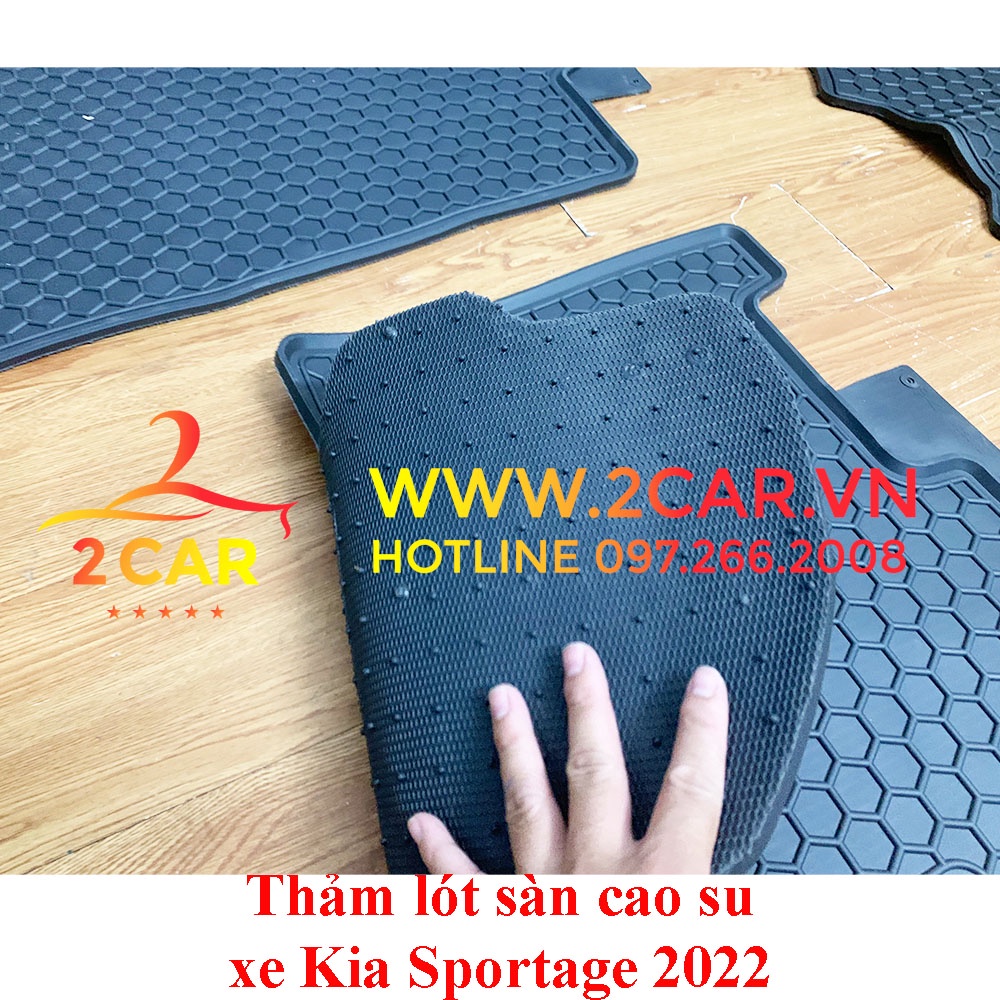Thảm sàn, Thảm lót sàn xe KIA Sportage 2022, 2023 cao su đúc, vân tổ ong, không mùi, MẪU NISSIN