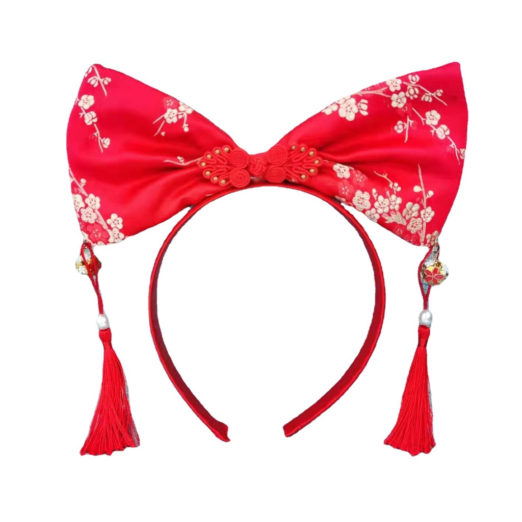 Băng Đô Cài Tóc Đính Nơ Phong Cách Trung Hoa Mừng Năm Mới