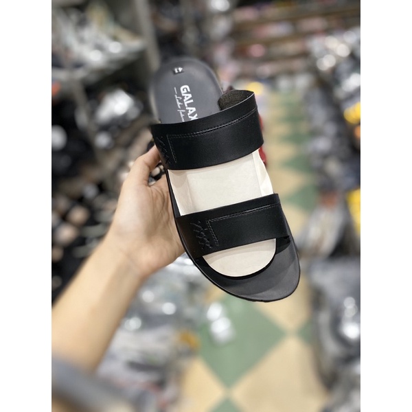 Dép da nam 2 quai màu nâu và đen da tốt glx