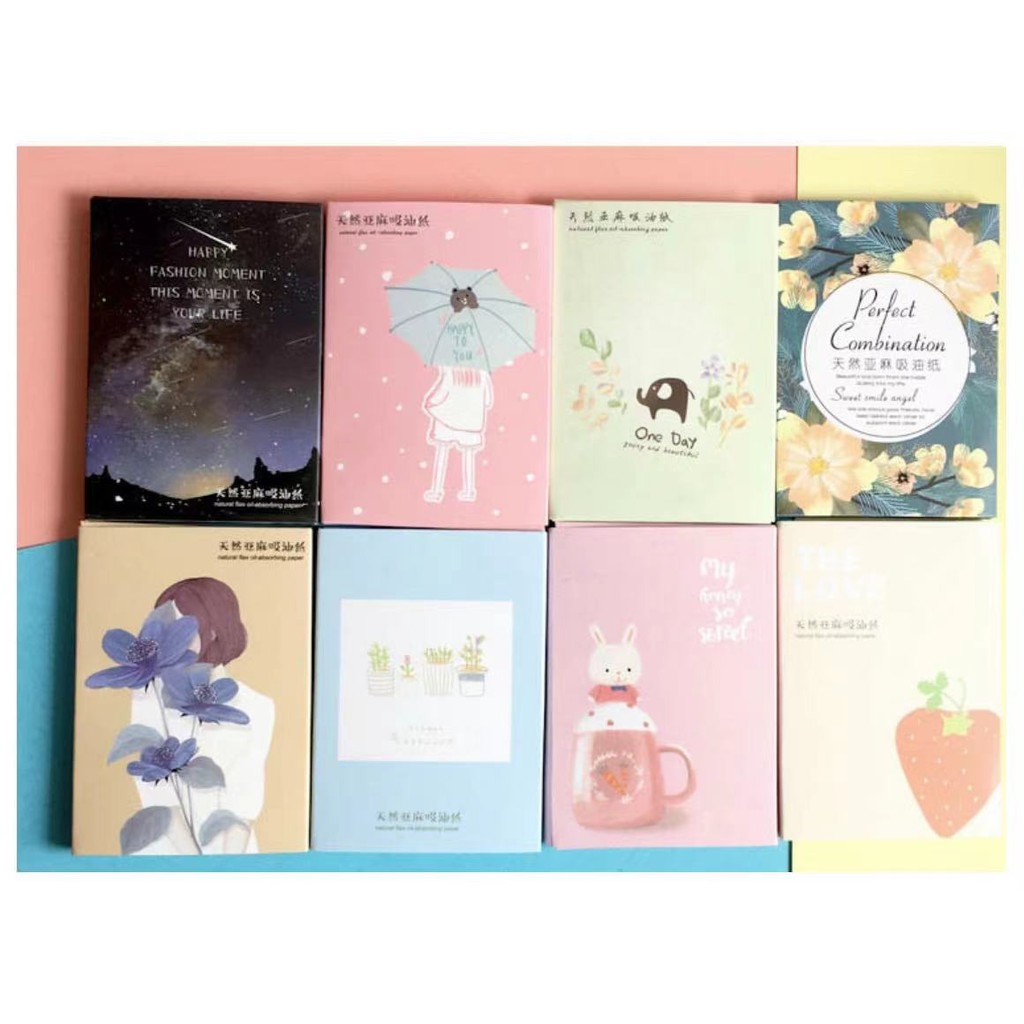 Set 100 Tờ Giấy Thấm Dầu Tiên Lợi Nhỏ Gọn Thấm Hút Đáng Yêu