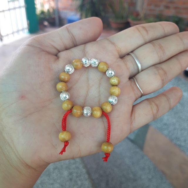Vòng dâu 7 bi bạc cho bé trai