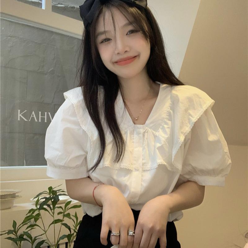 Áo Sơ Mi Tay Phồng Cổ Búp Bê Thời Trang Mùa Hè Hàn Quốc Mới