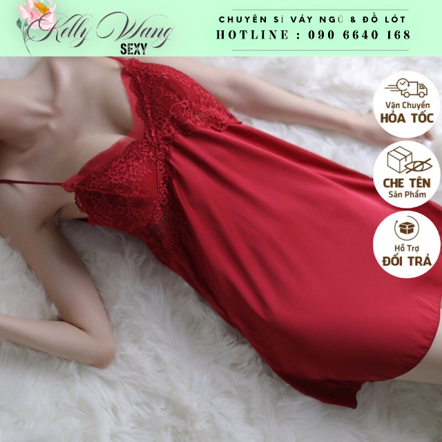 SX293  - Váy ngủ lụa hai dây sexy KELLY WANG