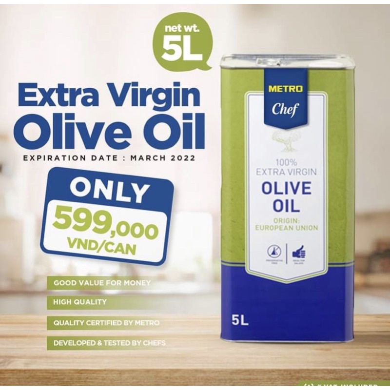 Metro Chef - Dầu Oliu Extra Vigin 5lit