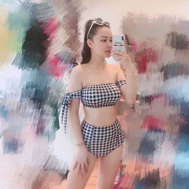 bộ bơi bikini hai mảnh nơ vai dễ thương