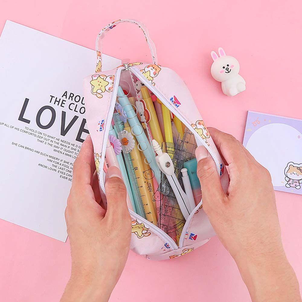 PEWANY Túi Đựng Bút Vải Canvas In Hoạt Hình Kiểu Hàn Quốc Dễ Thương