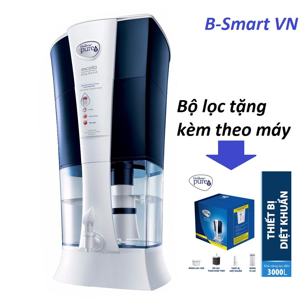 [Mã ELHAF1TR5 giảm tối đa 1TR ] Máy lọc nước Unilever Pureit Excella 9L tặng thêm 1 bộ lọc chính hãng của máy