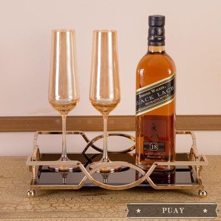 Modern minimalist creative metal mirror tray rectangular liv