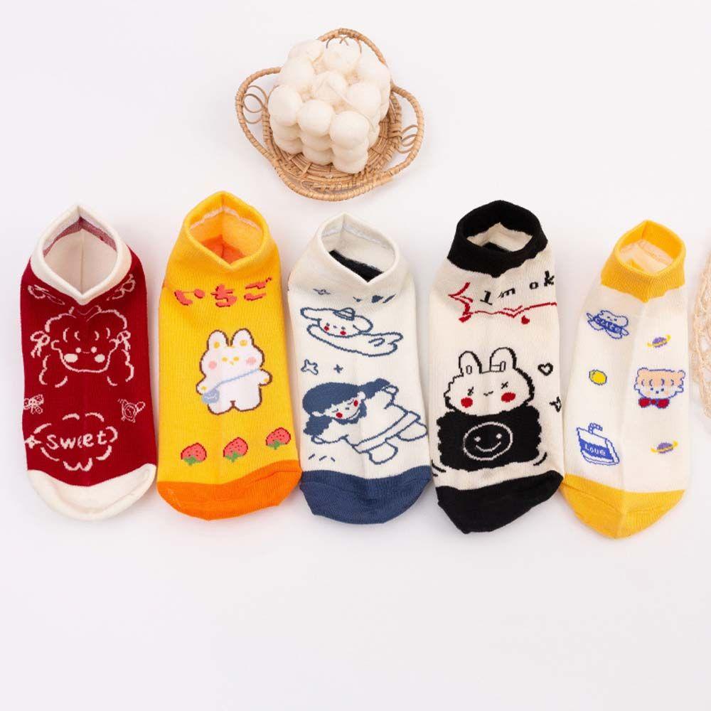 Vớ Cotton Cổ Thấp Chống Trượt In Họa Tiết Hoạt Hình Phong Cách Hip Hop Đáng Yêu VANES1