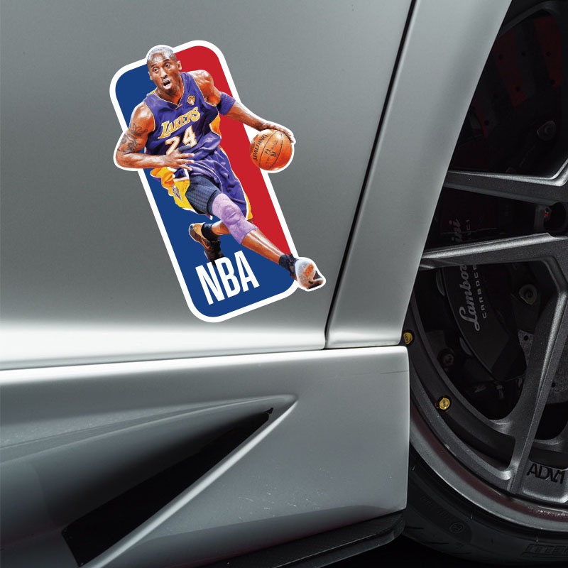 Sticker dán xe hơi hình cầu thủ bóng rổ NBA Lakers Kobe 24 miếng dán phản quang Mamba màu đen cho xe hơi