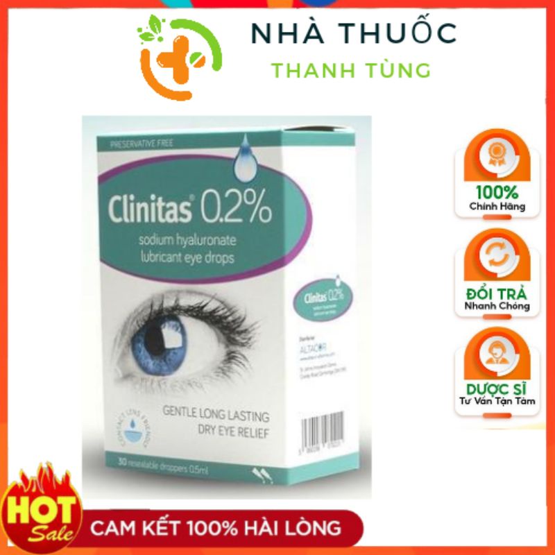 Nước mắt Clinitas 0.2% dạng tép đơn liều không bảo quản