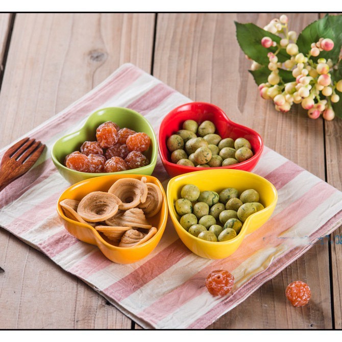 Bát sứ ăn dặm hình vuông, tim, hoa mai sắc màu