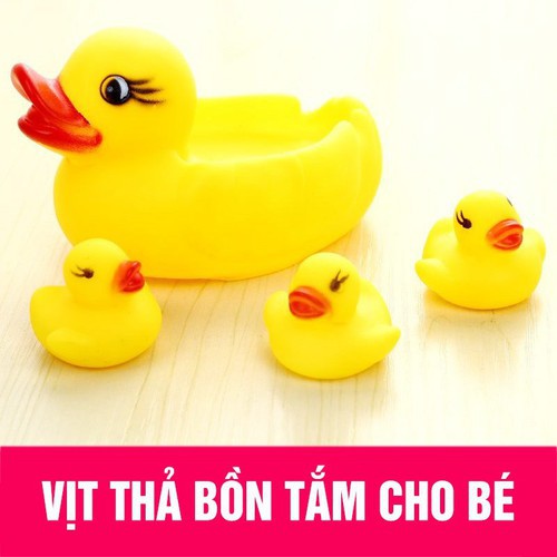 Set 4 Vịt Mẹ Và Vịt Con Thả Hồ Bơi Cho Bé - Hàng Cam Kết 100% Về Chất Lượng