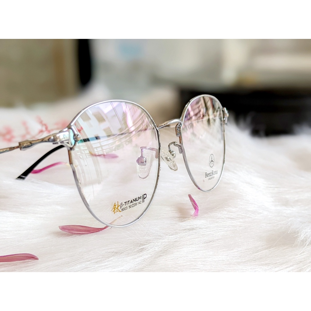 Gọng kính cận kim loại dáng mắt tròn 0 độ chống tia uv