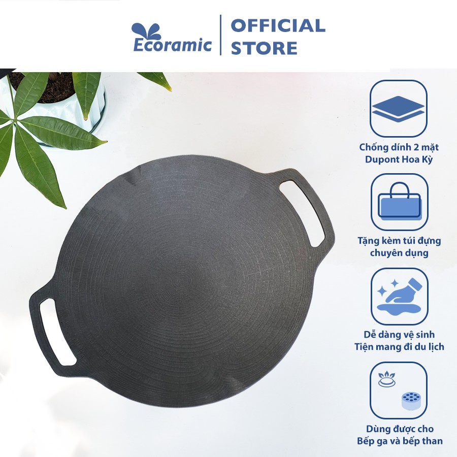 |CHÍNH HÃNG| Chảo nướng chống dính Ecoramic Korea 33cm tặng kèm túi đựng Picnic siêu tiện lợi | BigBuy360 - bigbuy360.vn