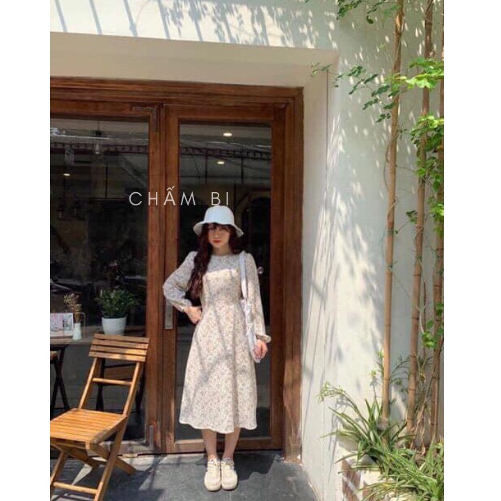 Đầm Dáng Xòe Hoa Cỏ Vintage Dài Tay Dáng Xòe - V.032 | BigBuy360 - bigbuy360.vn