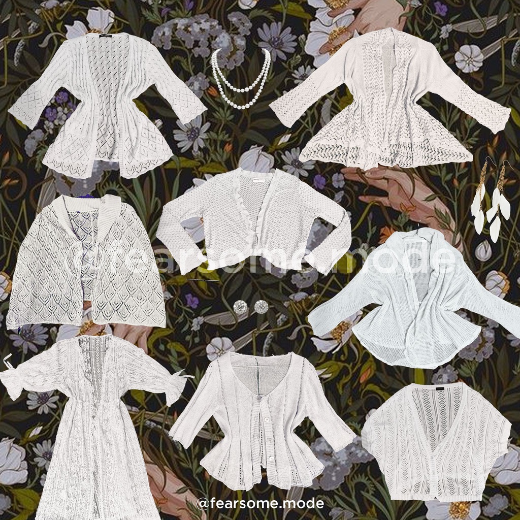 Áo khoác len / hoạ tiết ren fairy y2k vintage phong cách nhẹ nhàng nàng thơ cổ điển [ 2hand / thrift ]
