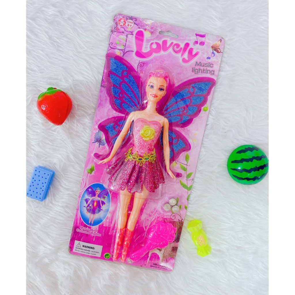[Tặng Pin] Búp Bê Cánh Tiên Thiên Thần Xanh Hồng Tím Lấp Lánh Siêu Xinh Có Nhạc &amp; Đèn Đồ Chơi Bé Gái
