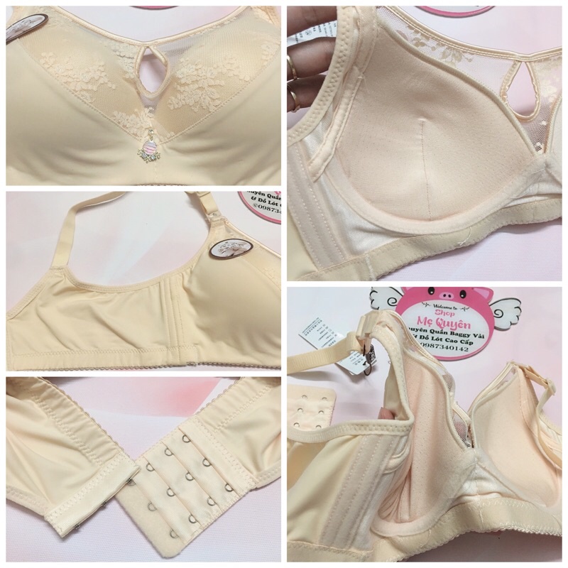 Áo lót nữ cotton lạn phối ren hở khe ngực quyến rũ, mút mỏng 1cm không gọng ôm trọn dáng ngực