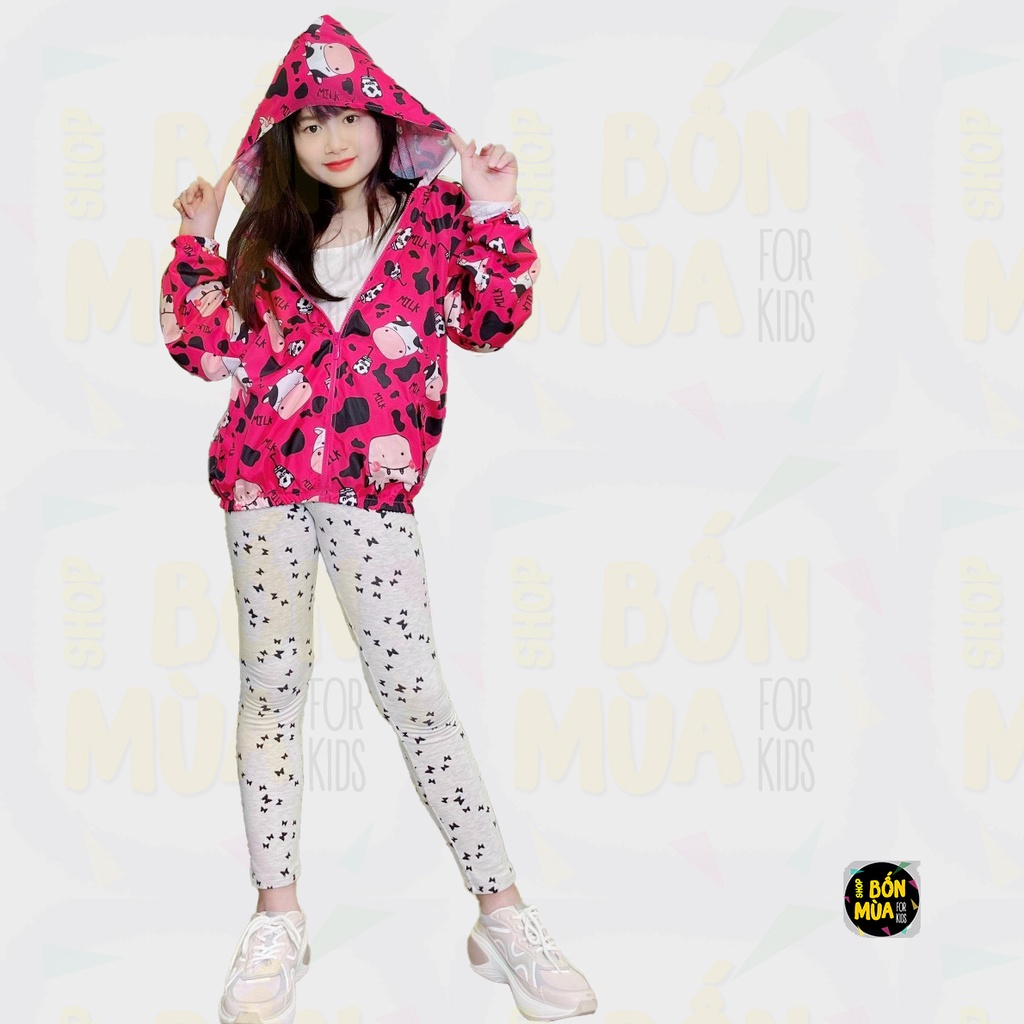 Áo Khoác Gió Bò Sữa Bé Gái 10-45kg 🍇🍇 Áo Khoác Dù Bé Trai Size Đại - Shop Bốn Mùa