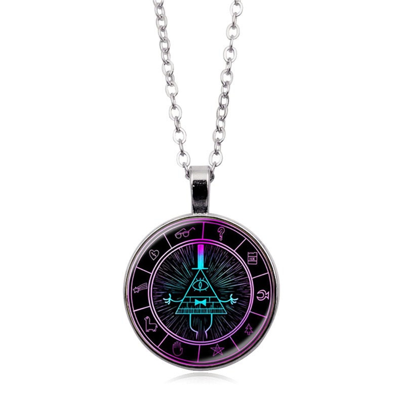 Vòng cổ Dài Mặt Kính Hình Vòm Họa Tiết Anime Gravity Falls