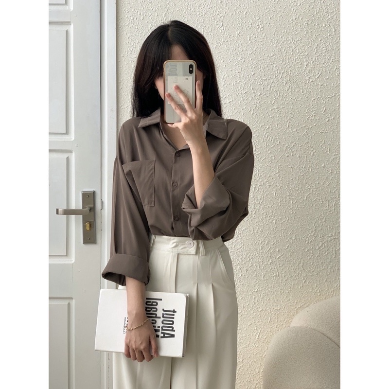 Áo sơ mi nữ tay bồng hàng QC loại 1 mã 1021 - hàng có sẵn