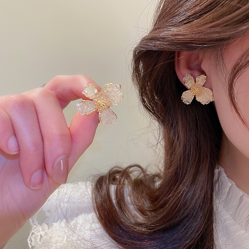 Khuyên Tai Mạ Bạc 2022 Đính Đá Tự Nhiên