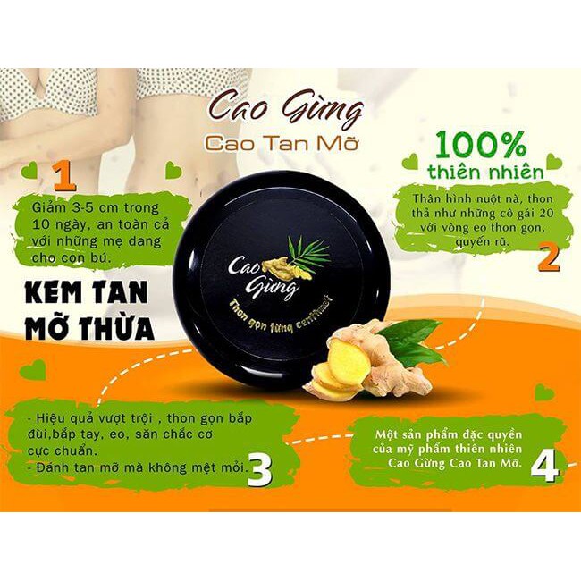 CAO GỪNG Thon Gọn Từng Centimet - Kem TAN MỠ từ THIÊN NHIÊN