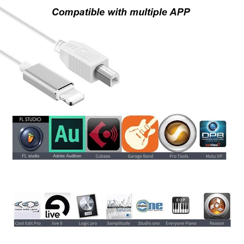 Dây Lightning sang USB Type-B MIDI cho Keyboard Converter USB 2.0 Cable for iPhone iPad