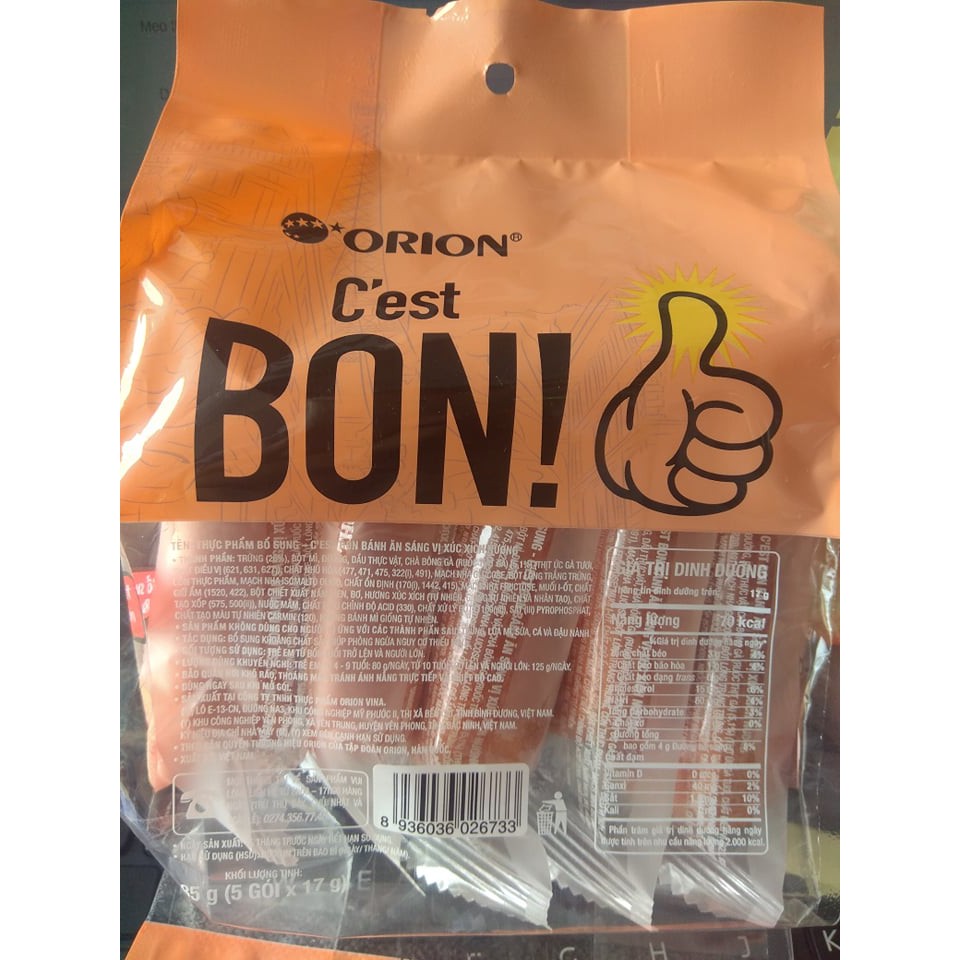 Bánh ăn sáng C’est Bon Orion gói 85g (5 gói X 17g)