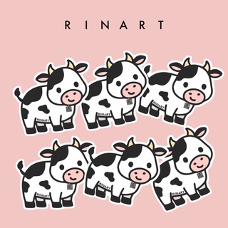 STICKER BÒ SỮA RINART CÁ TÍNH DÁN TRANG TRÍ ĐIỆN THOẠI LAPTOP VALI MŨ BẢO HIỂM XE MÁY TỦ KỆ