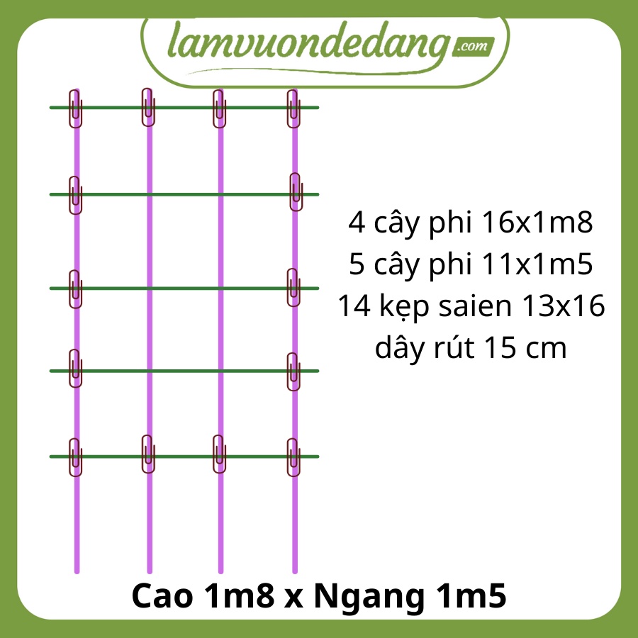 Giàn leo trồng cây cao 1m8, giàn leo áp tường dành cho cây bầu, bí, mướp, dưa lưới,..làm giá đỡ cho cây không bị đỗ ngã