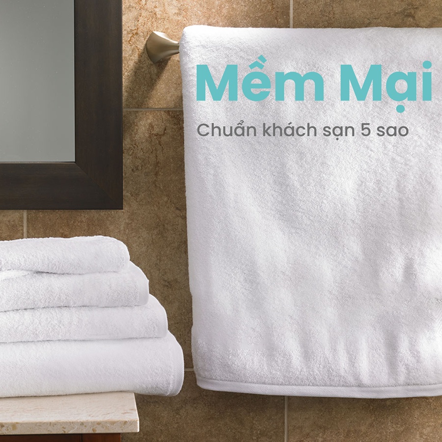 Khăn tắm khách sạn CHU MY 100% cotton tiêu chuẩn 5 sao - kích thước 70x140cm, trọng lượng 500g, màu trắng trơn