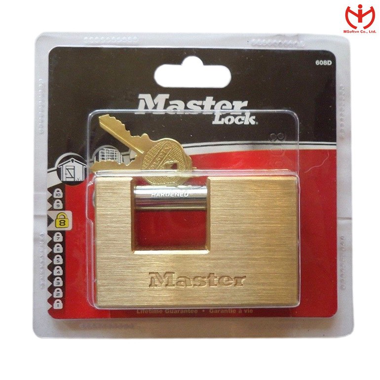 [Hỏa tốc HCM] Khóa cầu ngang Master Lock 608 EURD thân đồng rộng 85mm - MSOFT