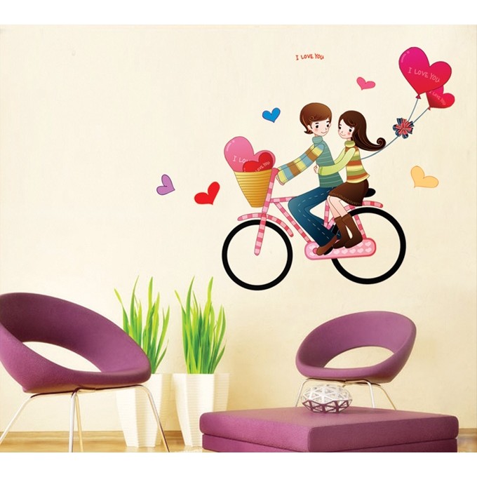 Decal dán tường đôi tình nhân 1 BINBIN PK107 (Kích thước:69x84cm)