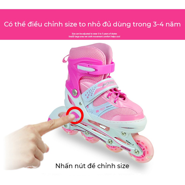 Giày trượt patin Power phát sáng hai bánh giành cho người lớn và trẻ em từ size 27-42