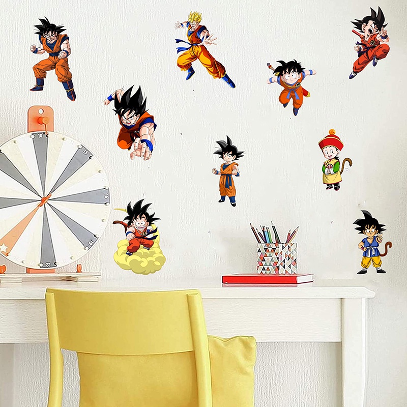 Miếng Dán Tường Bằng PVC Họa Tiết Hoạt Hình Dragon Ball Goku Saiyan Trang Trí Phòng Cho Bé